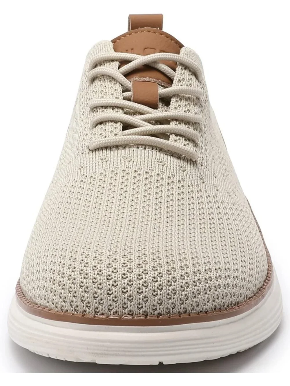 Men's Beige Knit Comfortable Casual Lace-Up Oxfords Breathable Walking Sneakers